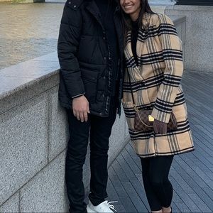 Francesa Black and Tan Plaid Coat